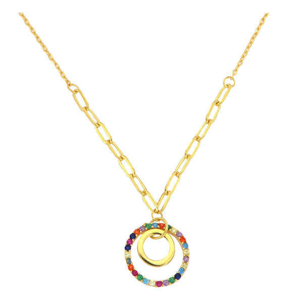Colgante Círculos Circonitas Chapado en Oro