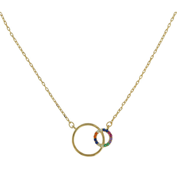 Colgante Círculos Circonitas Chapado en Oro